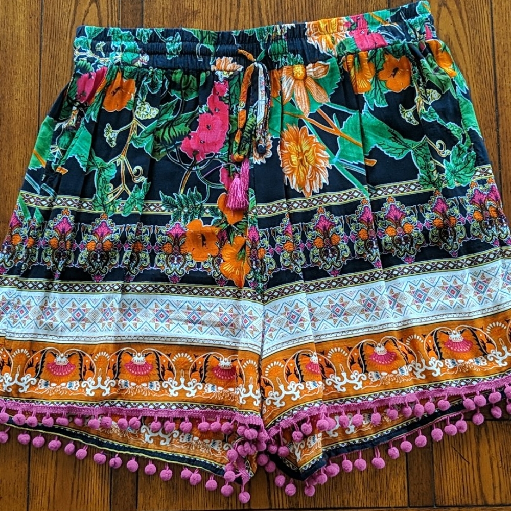 Colorful tassled shorts